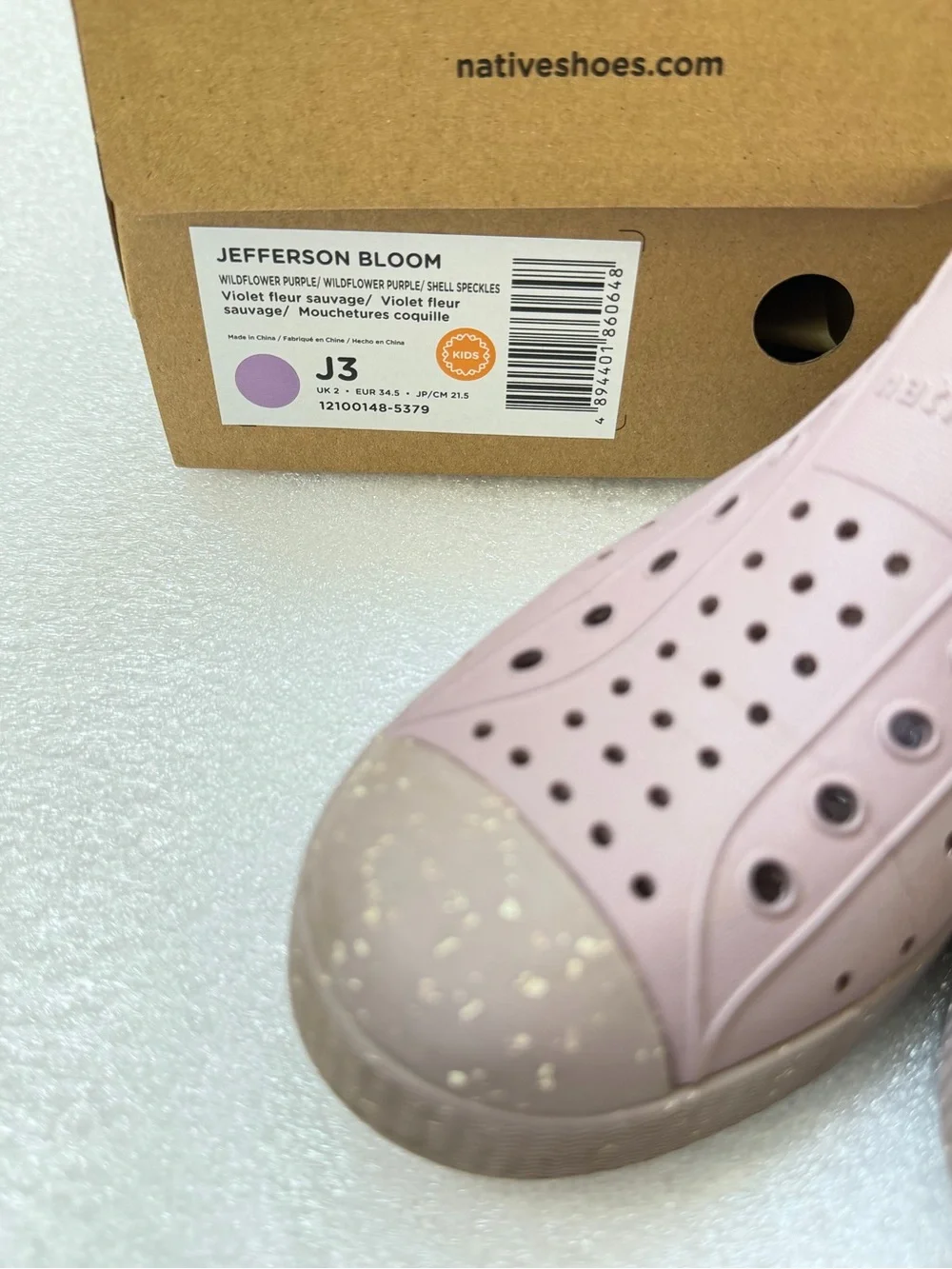 Native Slip-On Shoes in Mauve with Speckled Tan Toecaps